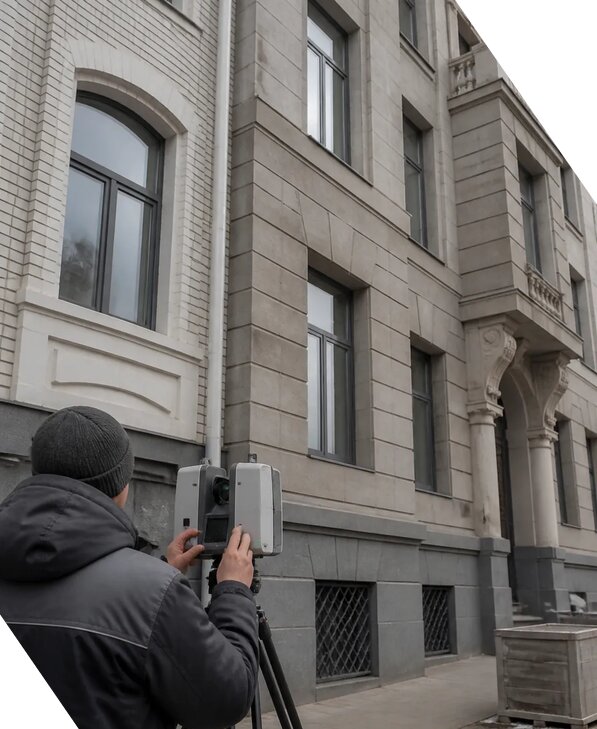 Лазерное сканирование фасадов зданий для обследования в Одинцове